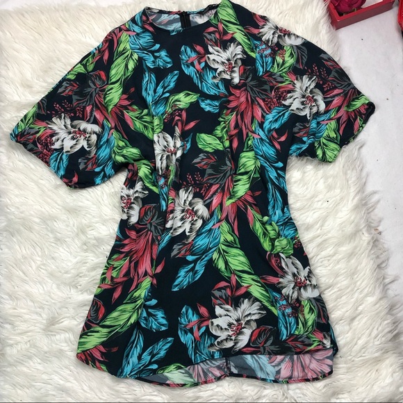 ZARA  BLACK FLORAL TUNIC DRESS  SIZE SMALL - Picture 8 of 11